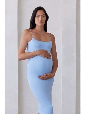 NWT BUMPSUIT Blue Midi Maternity Brigette Dress-sz Small